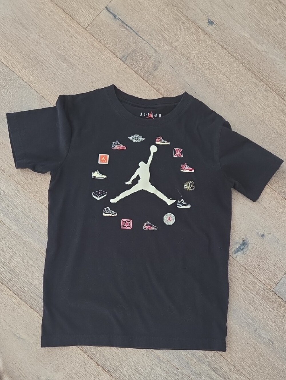 Jordan Black Short-Sleeve Tee with Jumpman & Sneaker Icons 12-13 years